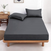 Drap housse 180x200 - Percale de Coton Peigné - 78 fils - Zinc - Bt 25