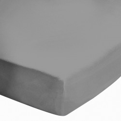 Drap housse 180x200 - Percale de Coton Peigné - 78 fils - Zinc - Bt 25