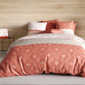 Housse de couette KAYLE + 2 taies pur coton Terracotta vue de face