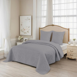 Couvre lit matelassé uni gris 250x260 cm
