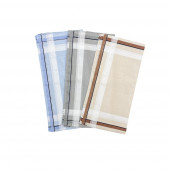 12 mouchoirs fond beige, couleur gris et bleu 40x40cm